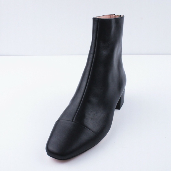 New JCREW Black Leather Cap-toe Ankle Boots - Picture 4 of 6